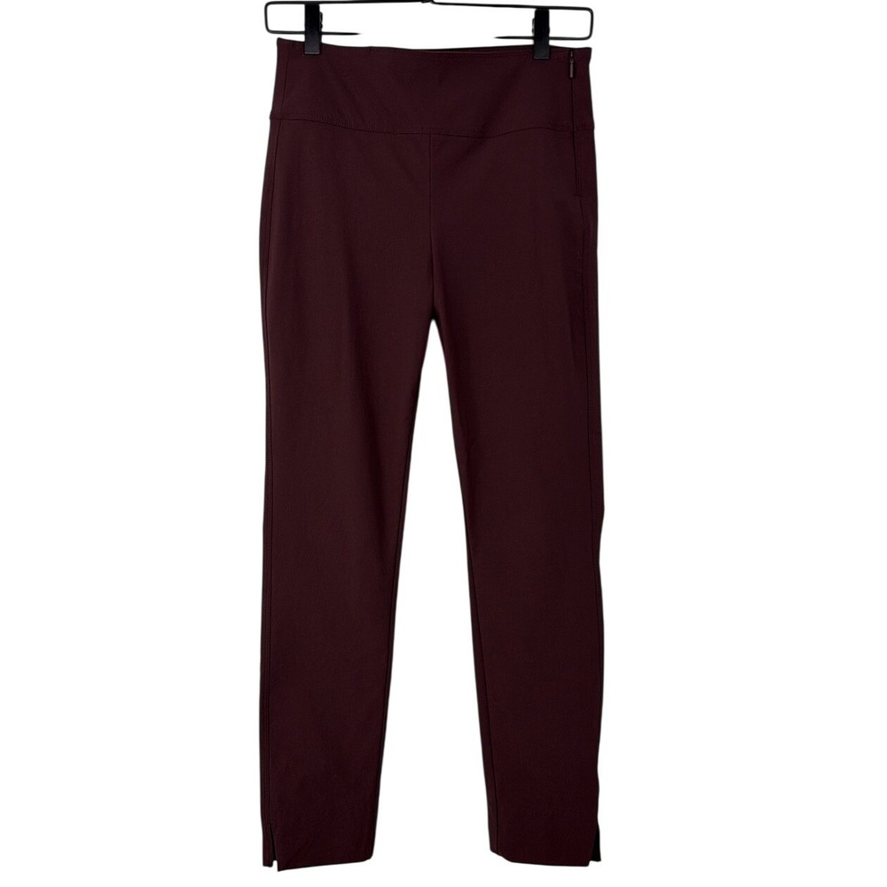 Athleta Wander Slim Ankle Pants Burgundy Maroon Side Zip Travel Trousers Size 4 - Picture 1 of 8